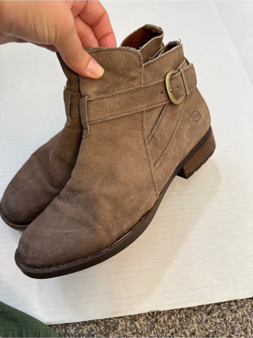 Born Brown Leather Distressed Ankle Boots Womens 8 Boho Fall Chunky Lug Casual